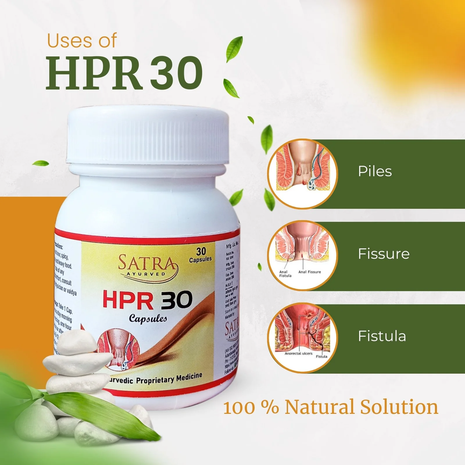 HRP 30 Capsules Ayurvedic Care for Piles, Fissure,Fistula