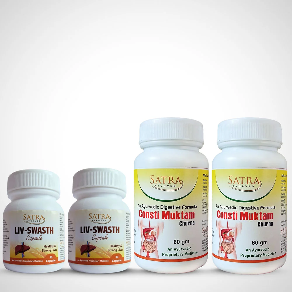 Satra Ayurved LIV-Swasth Capsule & Consti Muktam Churna - Ayurvedic Combo for Liver Care & Constipation Support