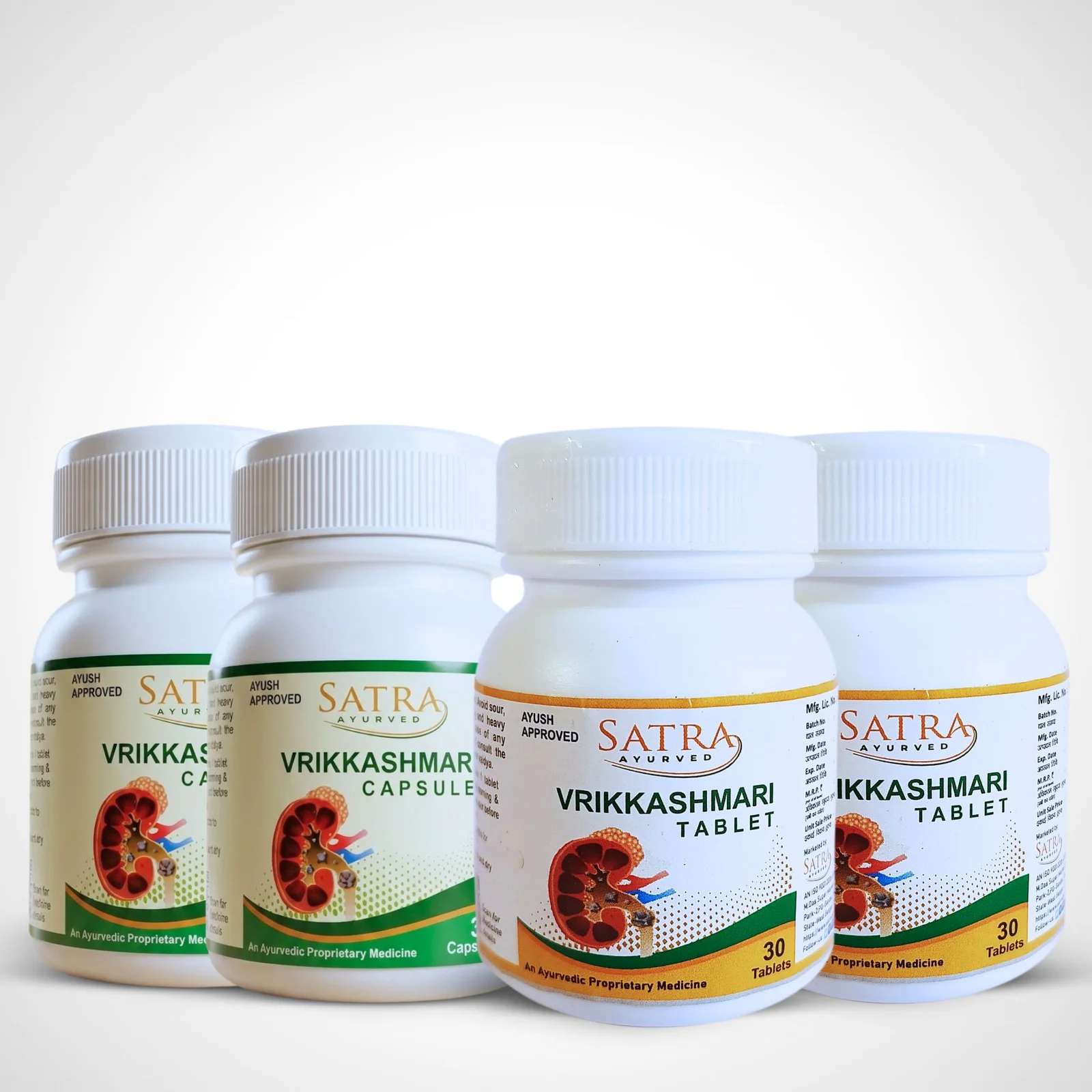 Satra Ayurved Vrikkashmari Capsule & Tablet for Kidney Stone Prevention and Renal Stone Care