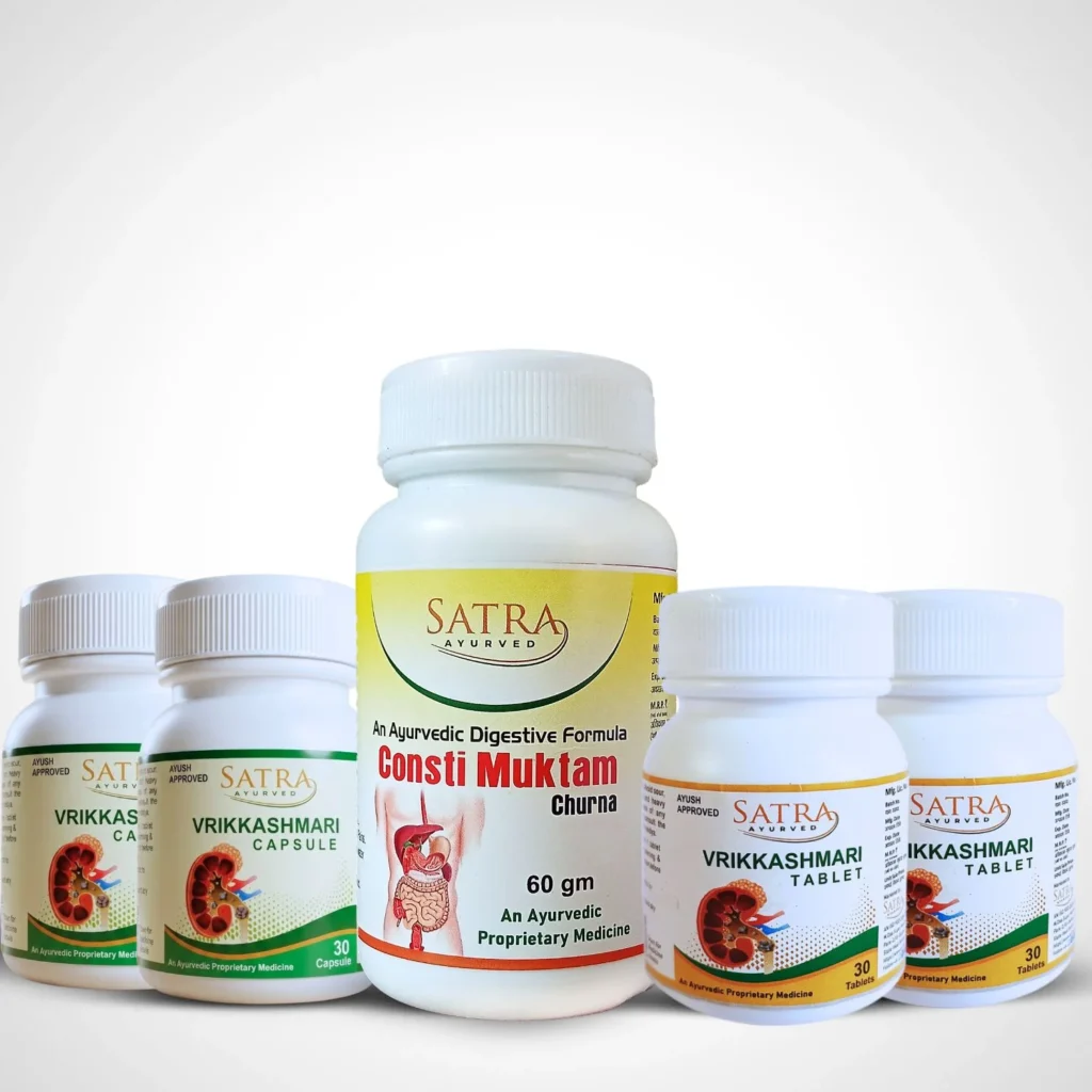 Vrikkashmari & Consti Muktam Combo for Kidney Stone & Constipation - Satra Ayurved